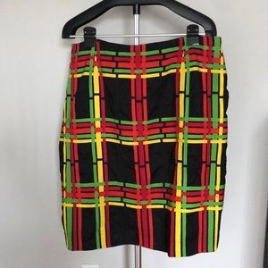 Carlisle Plaid Ribbon Linen Pencil Skirt Sz 18